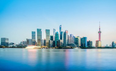 Şangay Lujiazui Mimari ve Şehir Nightscape