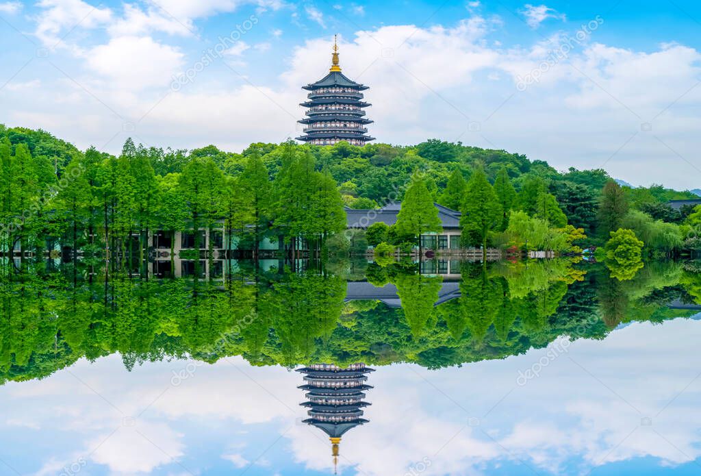The Beautiful Landscape of West Lake in Hangzho