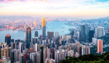 Hong Kong Şehri Skyline ve Mimari Yerleşkesi