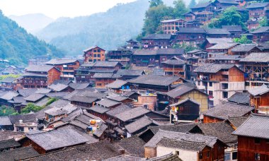 Guizhou, Çin 'deki Miao köyü.