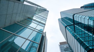 Hong Kong 'daki ticari binalar düşük açılı, Çin,
