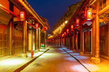 Chengdu Antik Kasabası 'nın Nightscape' i, Sichuan Eyaleti, Chin