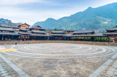 Guizhou, Çin 'deki Miao köyü.