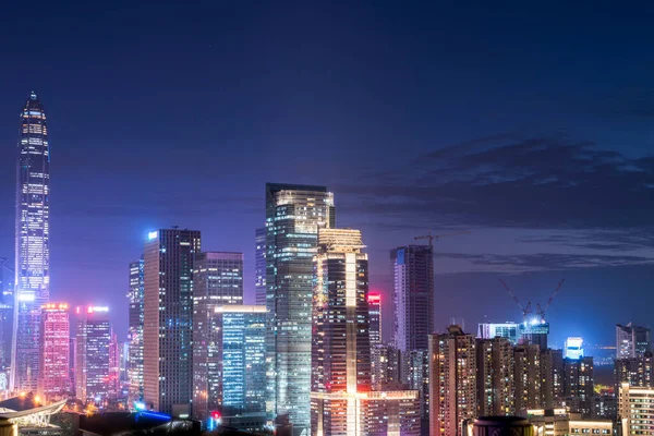 Shenzhen City Skyline Και Αρχιτεκτονικό Τοπίο Nightscap — Φωτογραφία Αρχείου