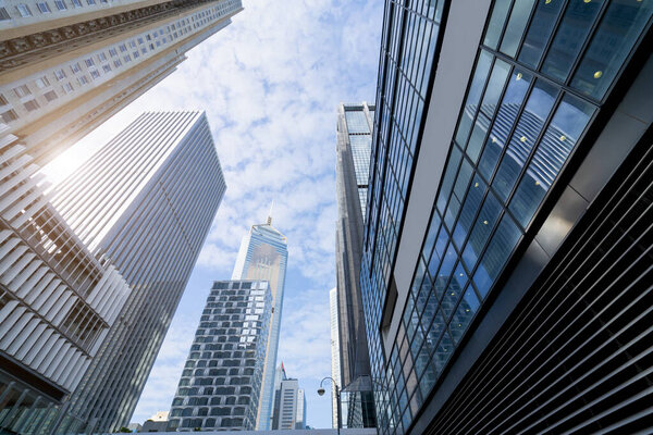 Commercial buildings in Hongkong are low angle, China,