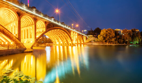 Nightscape of Qingzhou Ancient City, Shandong Province, Chin