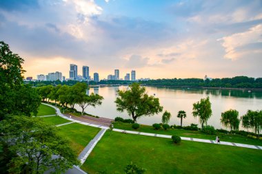 A beautiful park lake in Nanjing clipart