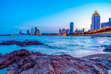 Qingdao 'nun güzel şehir manzarası.