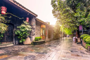 Chengdu 'daki antik sokaklar ve evler