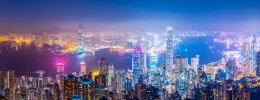 Hong Kong Şehri Skyline ve Mimari Yerleşkesi