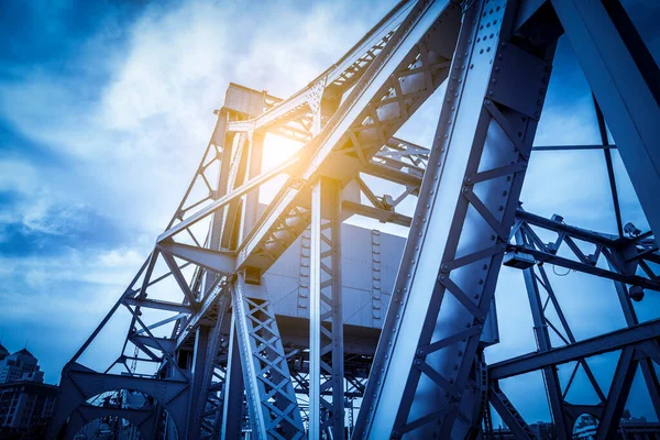 Teil Der Stahlkonstruktionsbrücke Tianjin China — Stockfoto