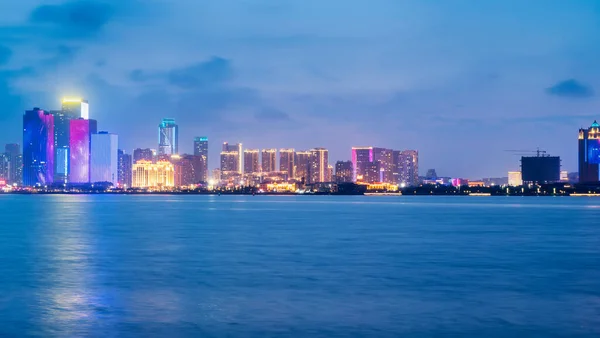 Nattlandskap Skyline Urban Architecture Qingdao Coastal — Stockfoto