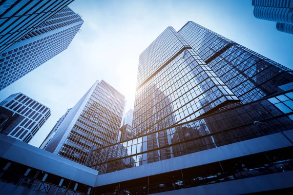 Hong Kong 'daki ticari binalar düşük açılı, Çin,