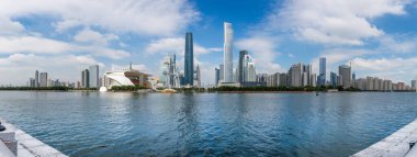 Guangzho 'daki kentsel mimari manzaranın silüeti