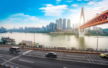 Chongqin 'deki Şehir Mimarisi' nin Skyline 'ı