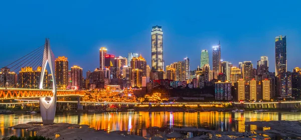 Chongqing Arquitetura Cidade Paisagem Vista Noturna — Fotografia de Stock