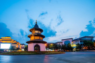 Yangzhou, Çin 'deki antik binalar: Wenchang Pavyonu. Yangzho.