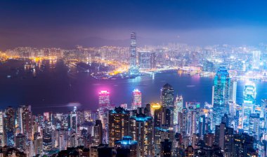 Hong Kong Şehri Skyline ve Mimari Yerleşkesi