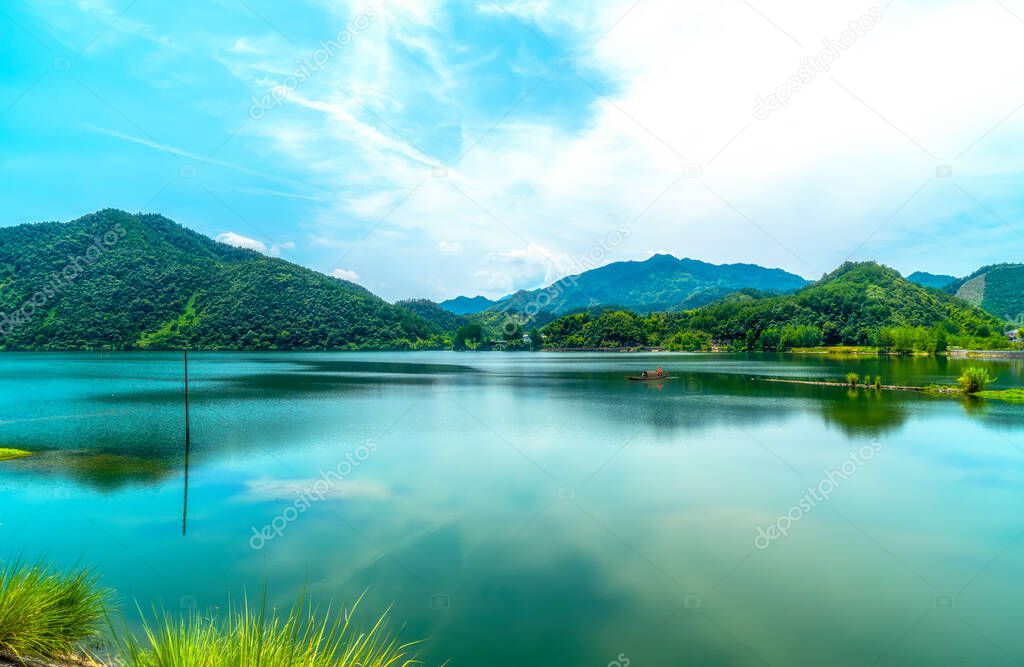 Landscape with beautiful lake in China