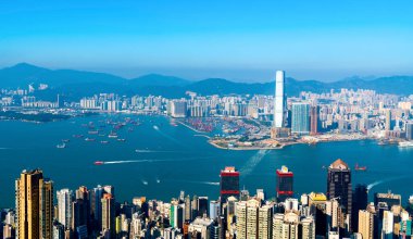 Hong Kong Şehri Skyline ve Mimari Yerleşkesi