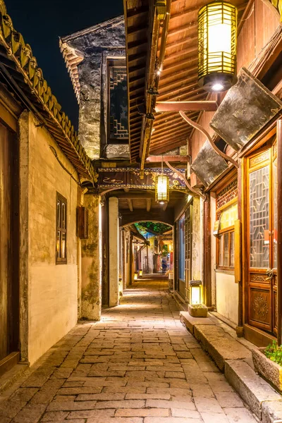 Hermosa Vista Nocturna Zhouzhuang Una Antigua Ciudad Jiangsu —  Fotos de Stock