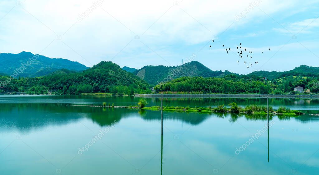 Landscape with beautiful lake in China