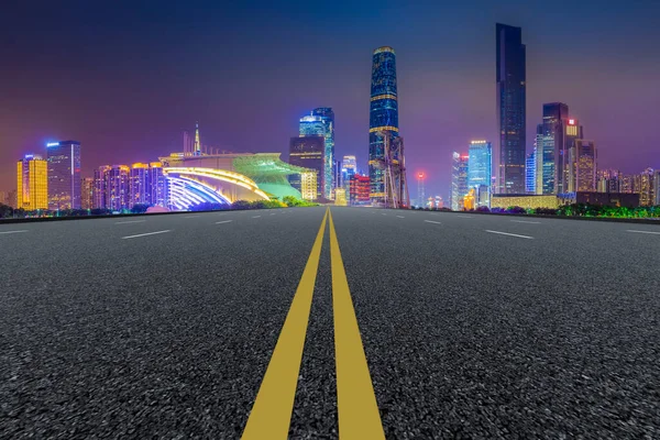 Pavimentazione Stradale Edifici Cittadini Guangzhou Skyline — Foto Stock