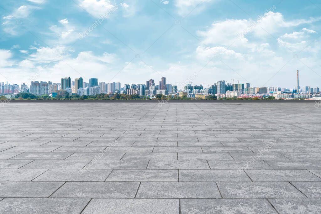 Road Ground and Urban Skyline Architectural Landscap