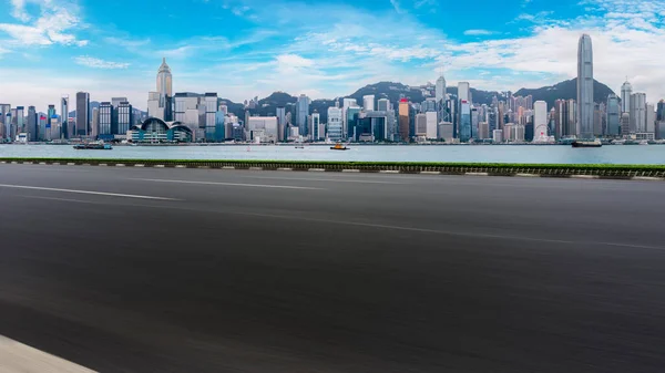 Panoramic View City Empty Road — Stock Photo, Image