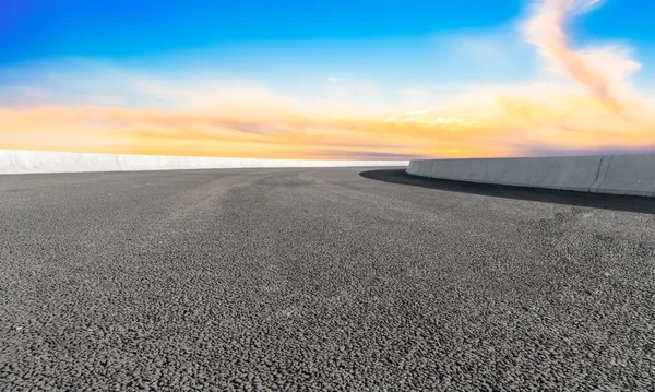 Empty Highway Asphalt Road and Beautiful Sky Landscape