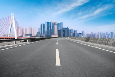 Road surface and skyline of Chongqing urban construction clipart