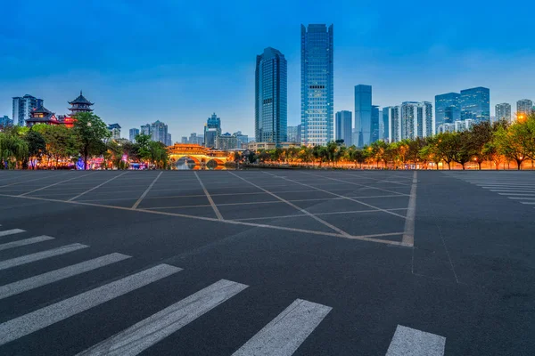 Perspectivas Autopista Asfalto Pavimento Chengdu Arquita Urbana —  Fotos de Stock