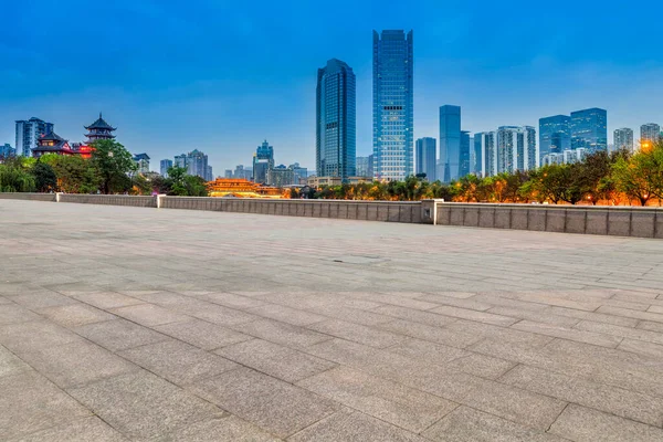 Puste Marmurowe Podłogi Miejska Architektura Chengdu — Zdjęcie stockowe