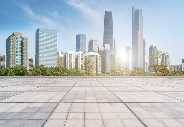 Prospettive Piastrelle Vuote Del Pavimento Quadrato Guangzhou Urbano — Foto Stock