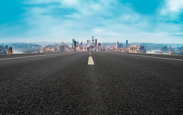 City Skyscrapers Road Asphalt Pavement — Stock Photo, Image