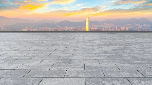 Panoramic Skyline Plaza Brick Open Buildin — стокове фото