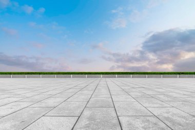 Boş Plaza Tuğlaları ve Gökyüzü Landscap