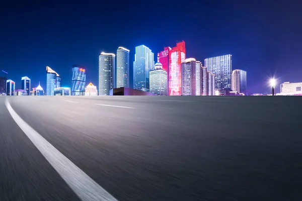 Highway Road Skyline Modern Urban Architecture Qingdao — Stock Photo, Image