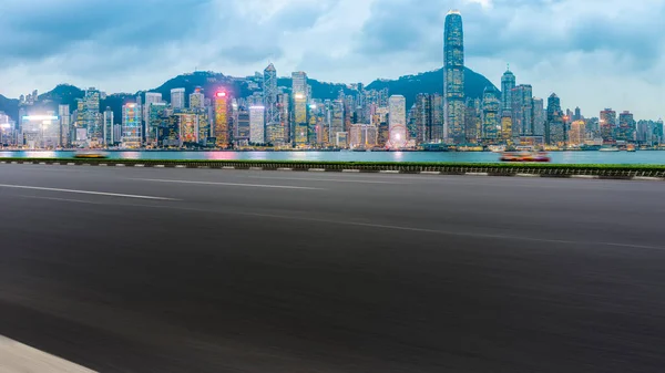 Panoramic View City Empty Road — Stock Photo, Image