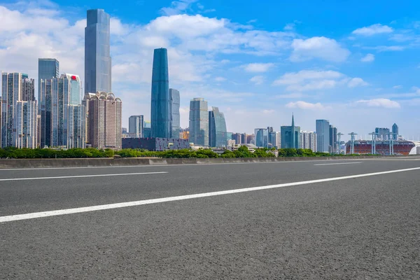 Weg Bestrating Guangzhou Stad Gebouwen Skyline — Stockfoto