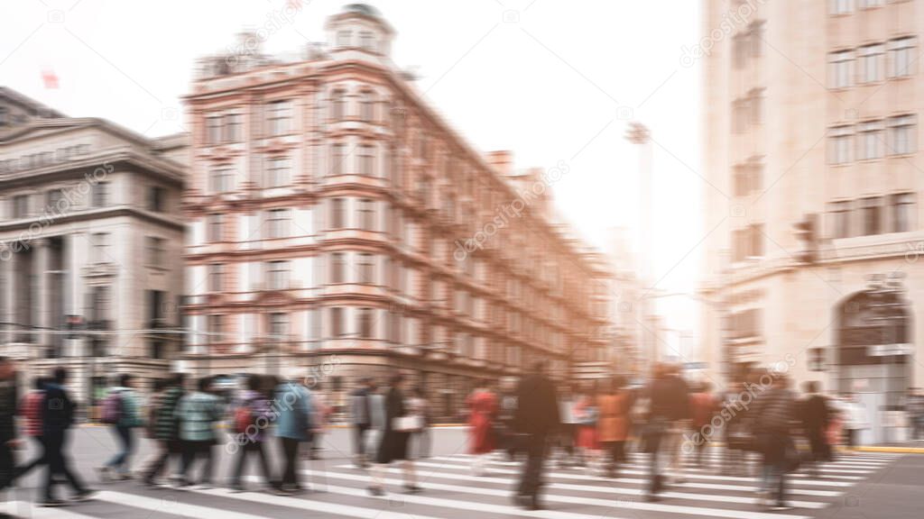 People walking on street, blurred motion, China