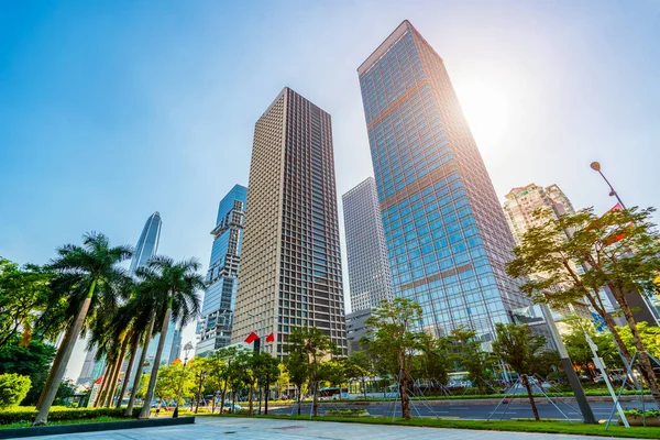 Ciudad Shenzhen Skyline Edificio Oficinas Landscap Arquitectónico — Foto de Stock