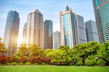 Şangay Lujiazui CBD modern mimari silüeti