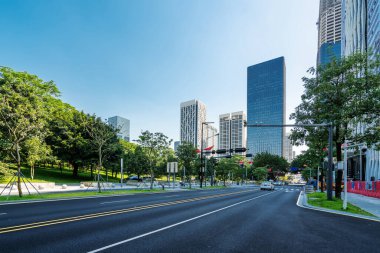 Road Pavement ve Shenzhen Mimari Peyzaj Skyline
