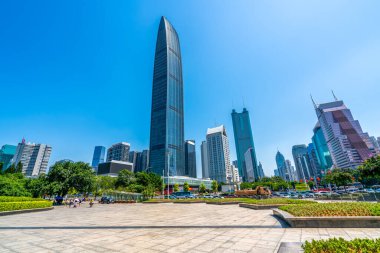 Shenzhen City Skyline ve Office Building Architectural Landscap