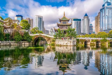 Ancient Architectural Landscapes and Rivers in Guiyang clipart