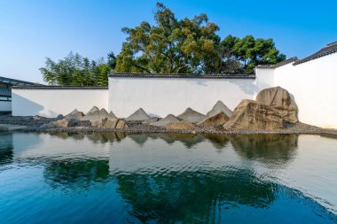 Suzhou klasik bahçe mimarisi manzarası