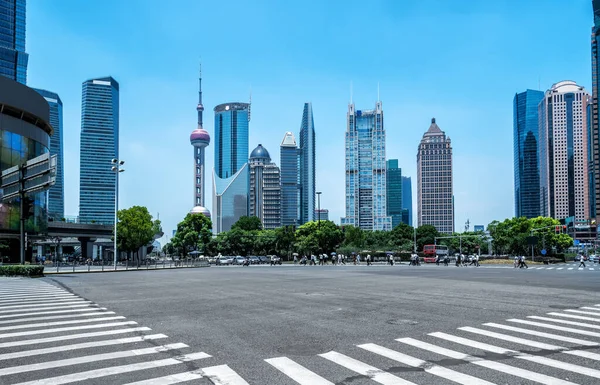 Road Street Shanghai Lujiazui Bureau Quartier Financier — Photo