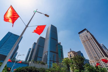 Shenzhen City Skyline ve Office Building Architectural Landscap