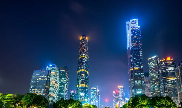 Ночной Вид Современные Здания Гуанчжоу — стоковое фото